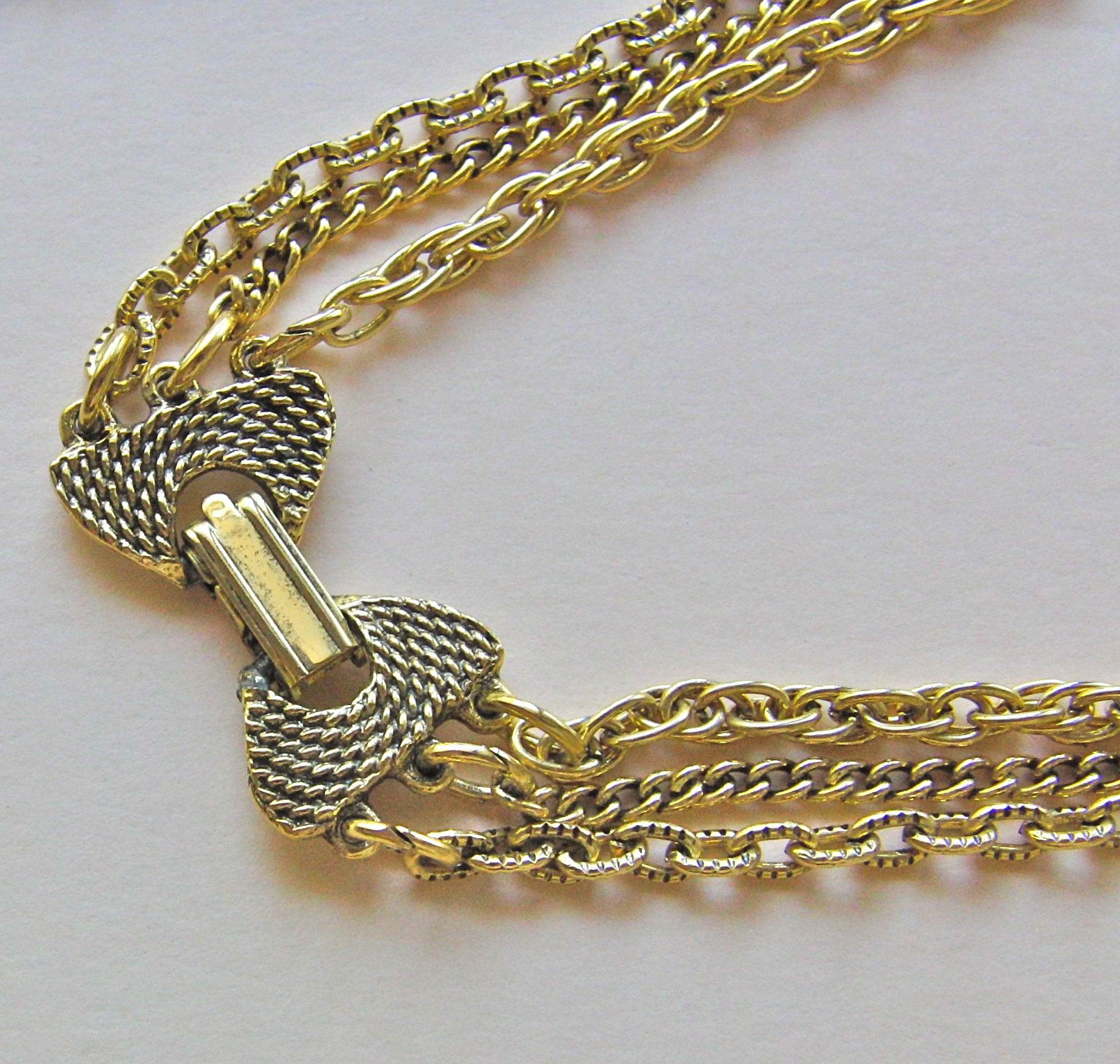 Vintage Triple Strand Goldette Style Amber Glass Tear Drop Necklace on ...